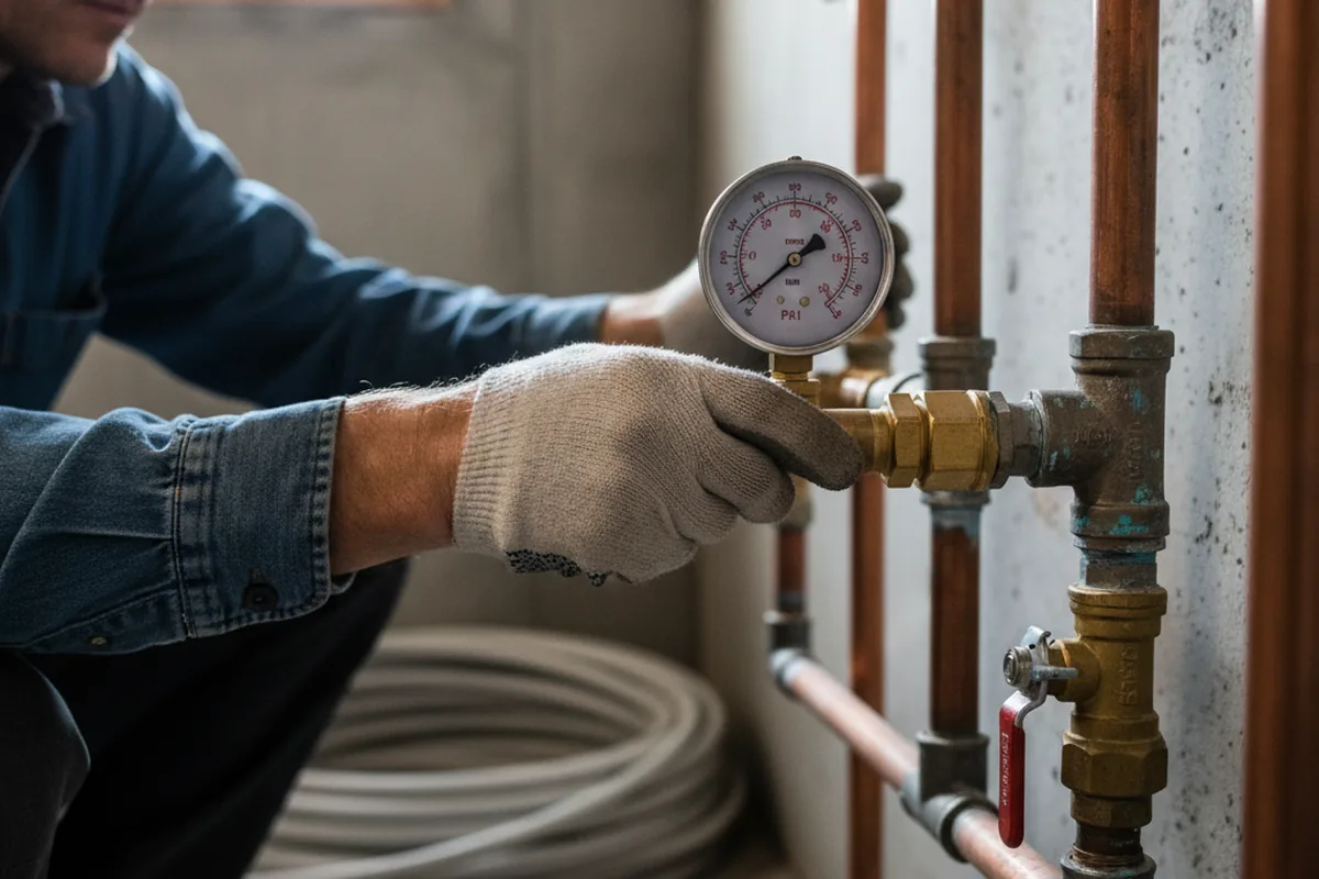 Pressure testing a repaired line during Water Line Repair in Amelia Court House